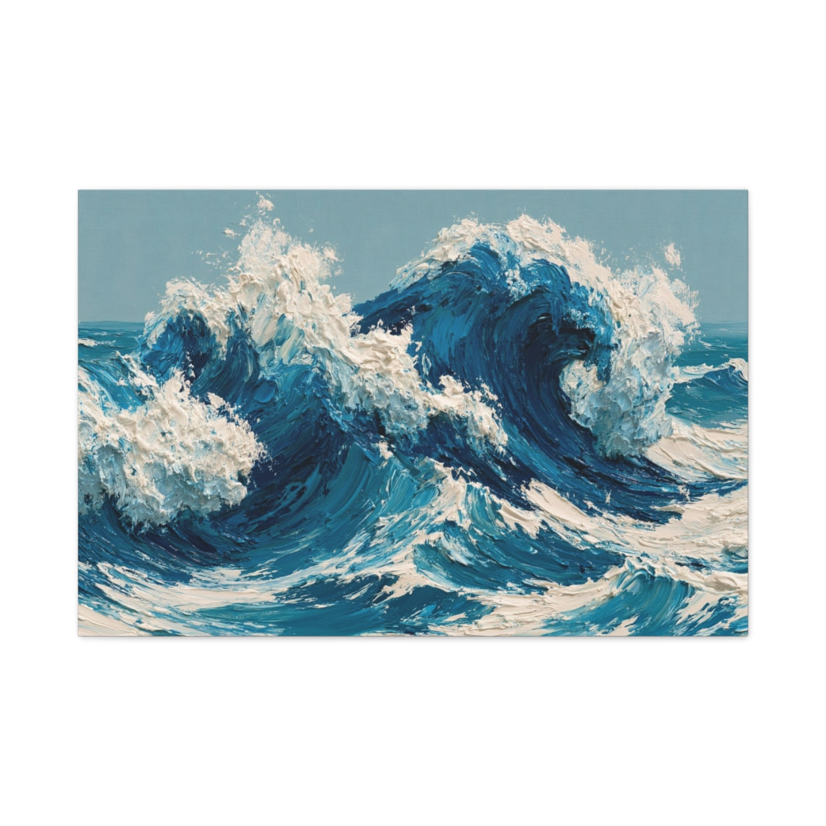 Vagues cobalt modernes avec ecume creme et peinture en matiere - Art Virtuoso - vue 13/20