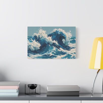 Vagues cobalt modernes avec ecume creme et peinture en matiere - Art Virtuoso - vue 3/20