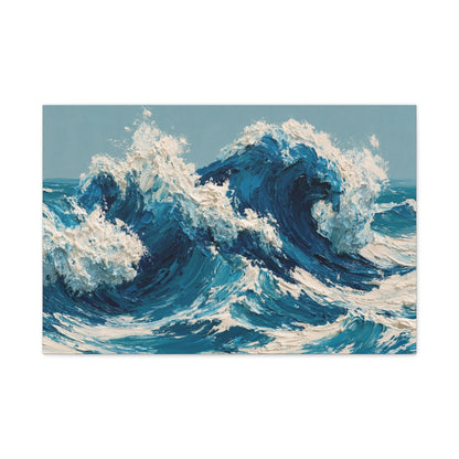 Vagues cobalt modernes avec ecume creme et peinture en matiere - Art Virtuoso - vue 9/20