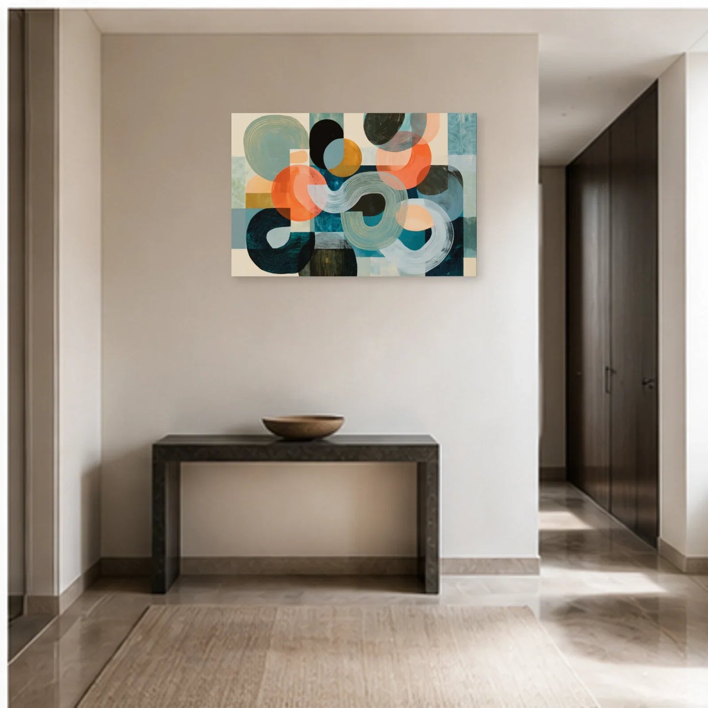 Tableau Peinture Moderne pour Salon - Courbes Minérales dans une entrée ou un couloir - Art Virtuoso