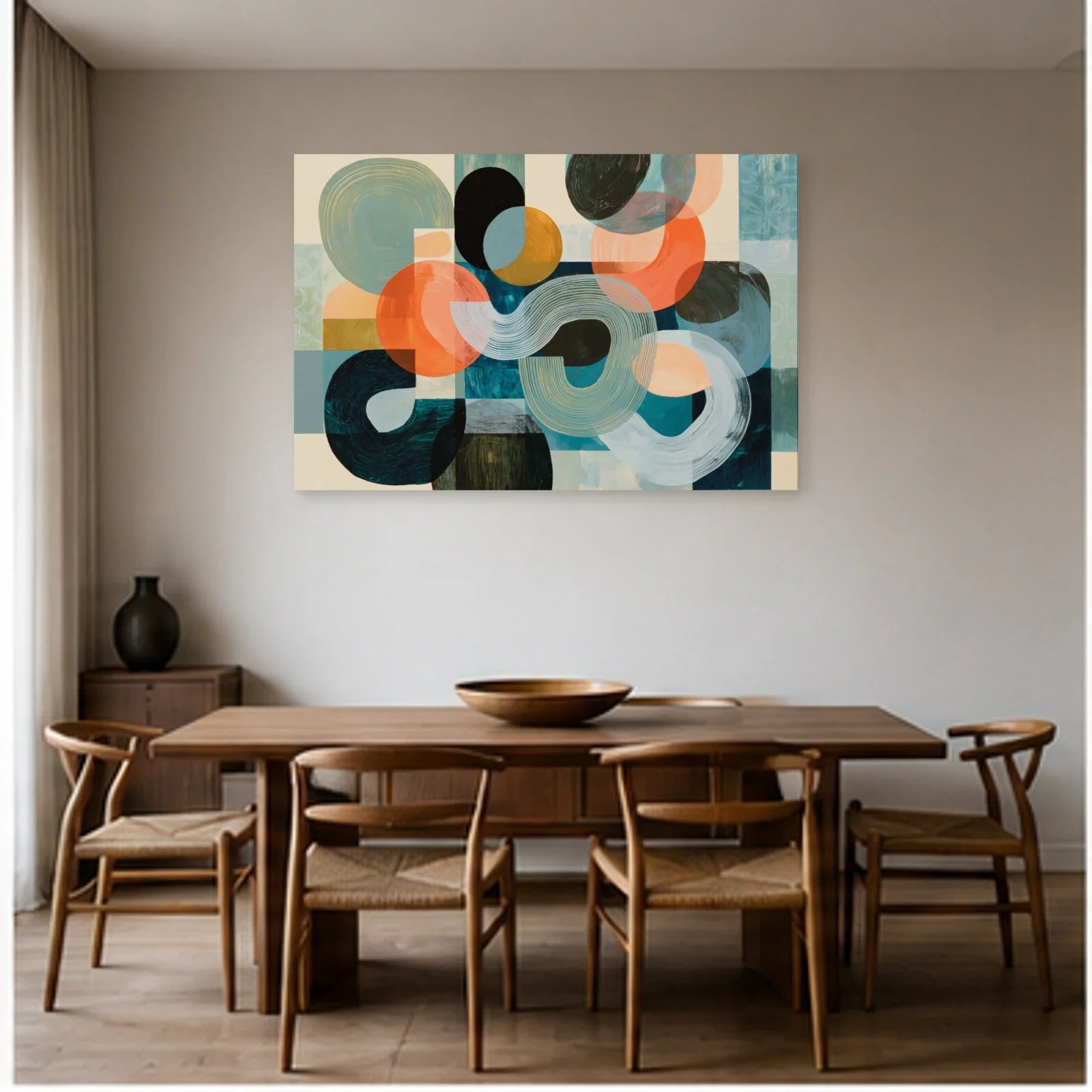 Tableau Peinture Moderne pour Salon - Courbes Minérales dans une salle à manger - Art Virtuoso
