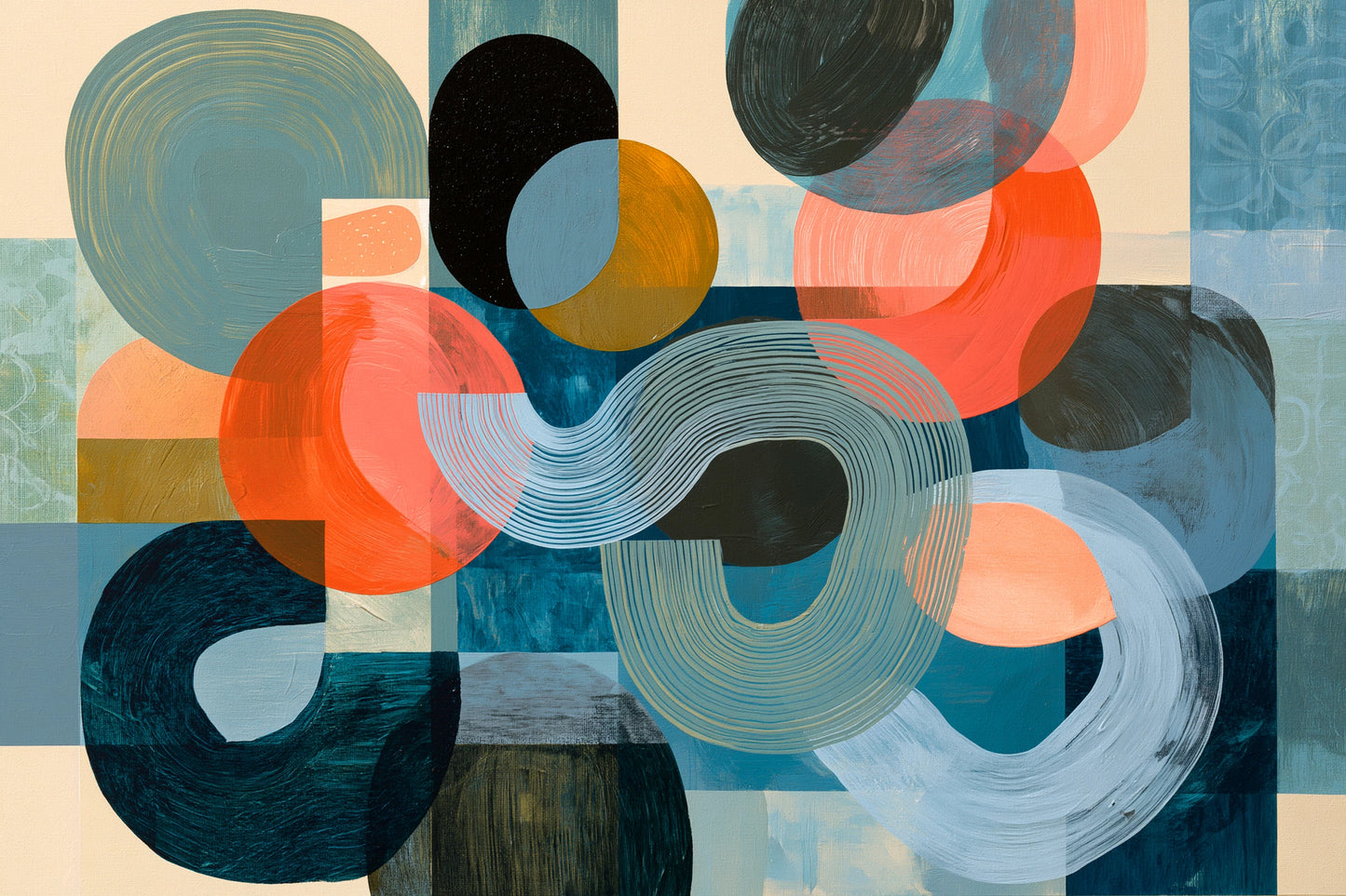 Tableau Peinture Moderne pour Salon - Courbes Minérales - format S - Art Virtuoso