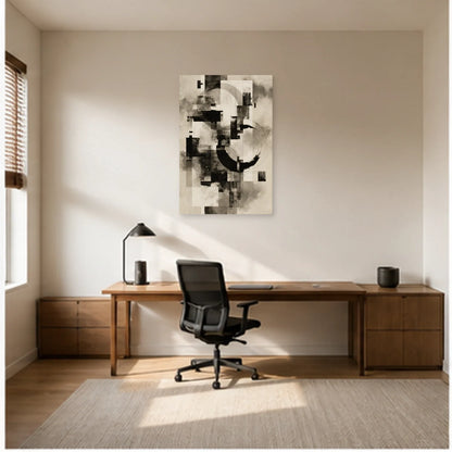 Tableau Peinture Noir et Blanc Moderne - Architecture d'Encre dans un bureau - Art Virtuoso