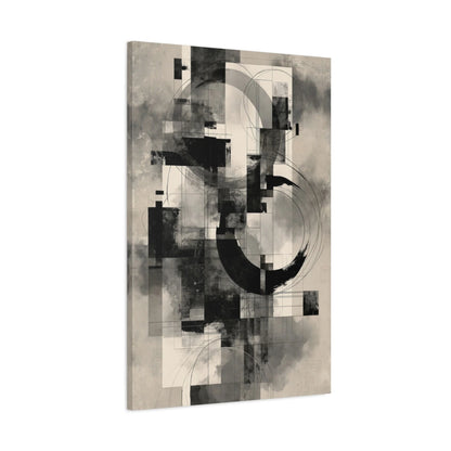 Tableau Peinture Noir et Blanc Moderne - Architecture d'Encre - toile 3D avec bords imprimés - Art Virtuoso