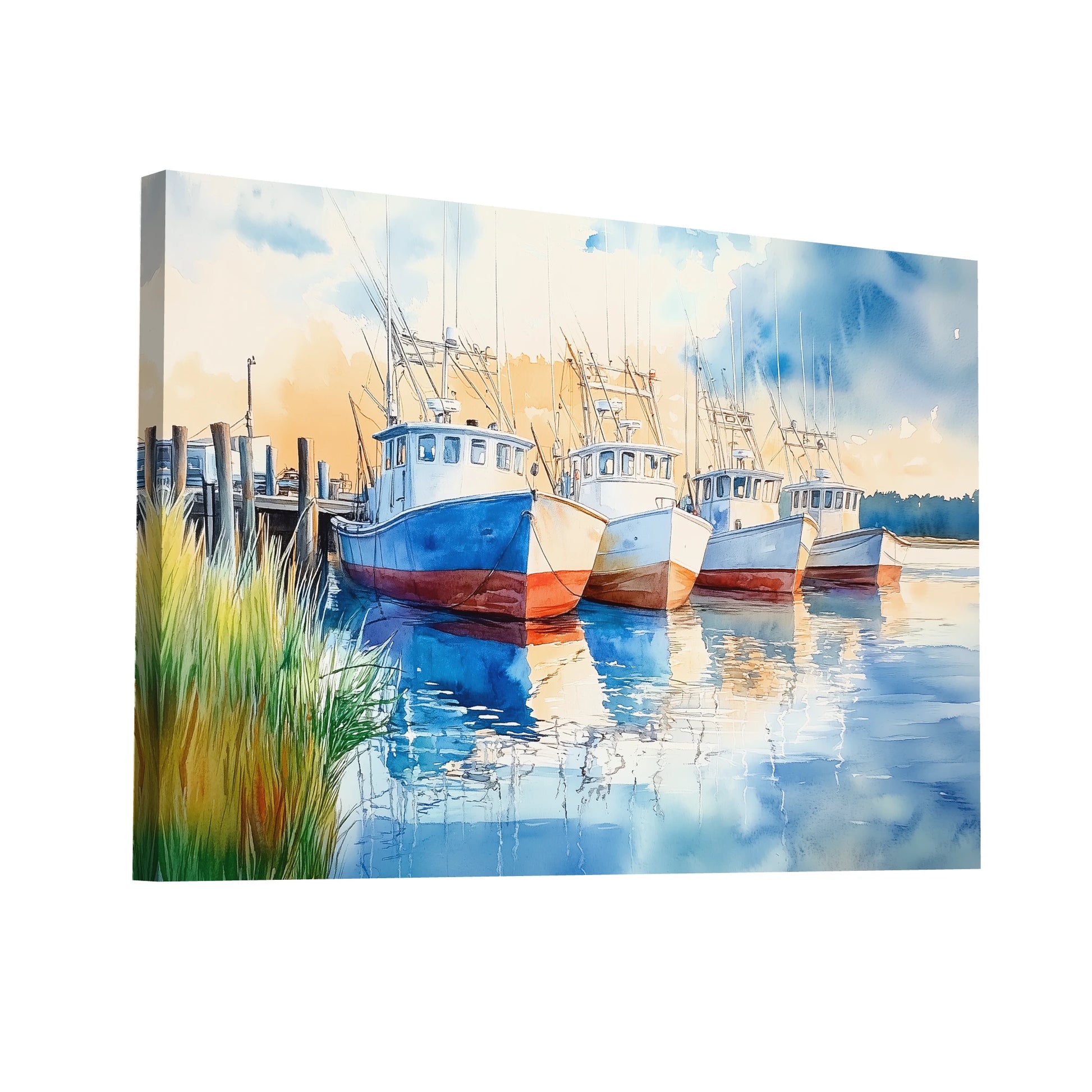 Product Hero 3D WebP Tableau Peinture Port de Pêche - Art Virtuoso