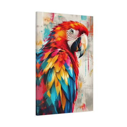 Tableau ara rouge multicolore – Profil tropical - toile 3D avec bords imprimés - Art Virtuoso