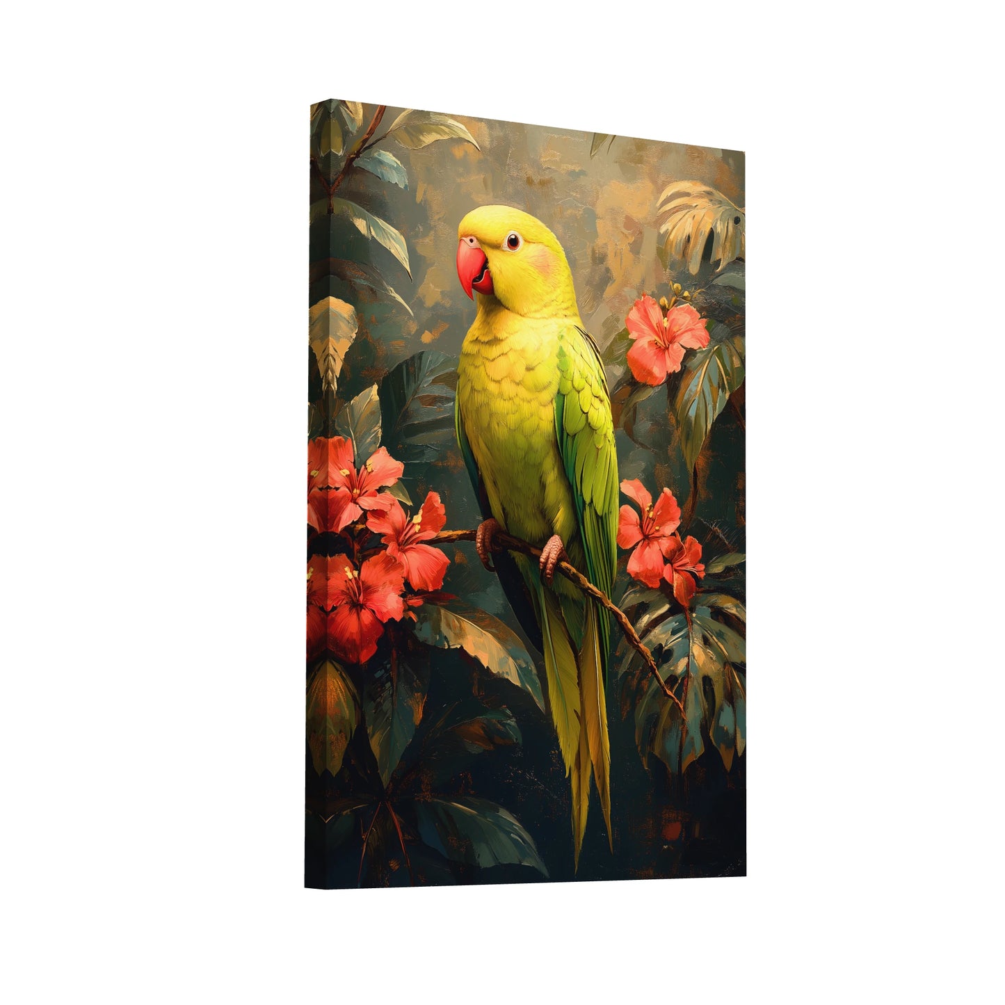 Product Hero 3D WebP Tableau Perroquet Vert - Joie Tropicale - Art Virtuoso