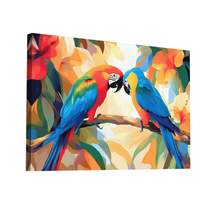 Product Hero 3D WebP Tableau Perroquets - Duo Tropical - Art Virtuoso