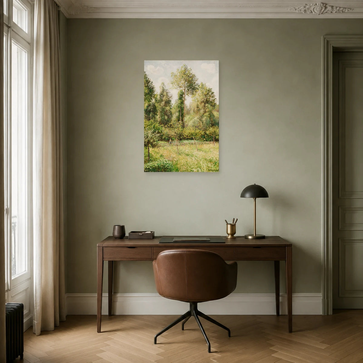Tableau Peupliers à Éragny – Camille Pissarro dans un bureau - Art Virtuoso