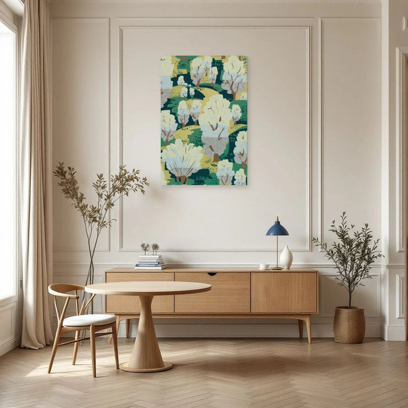 Dufy’s Poplars in the Meadows canvas print in a dining room — Art Virtuoso