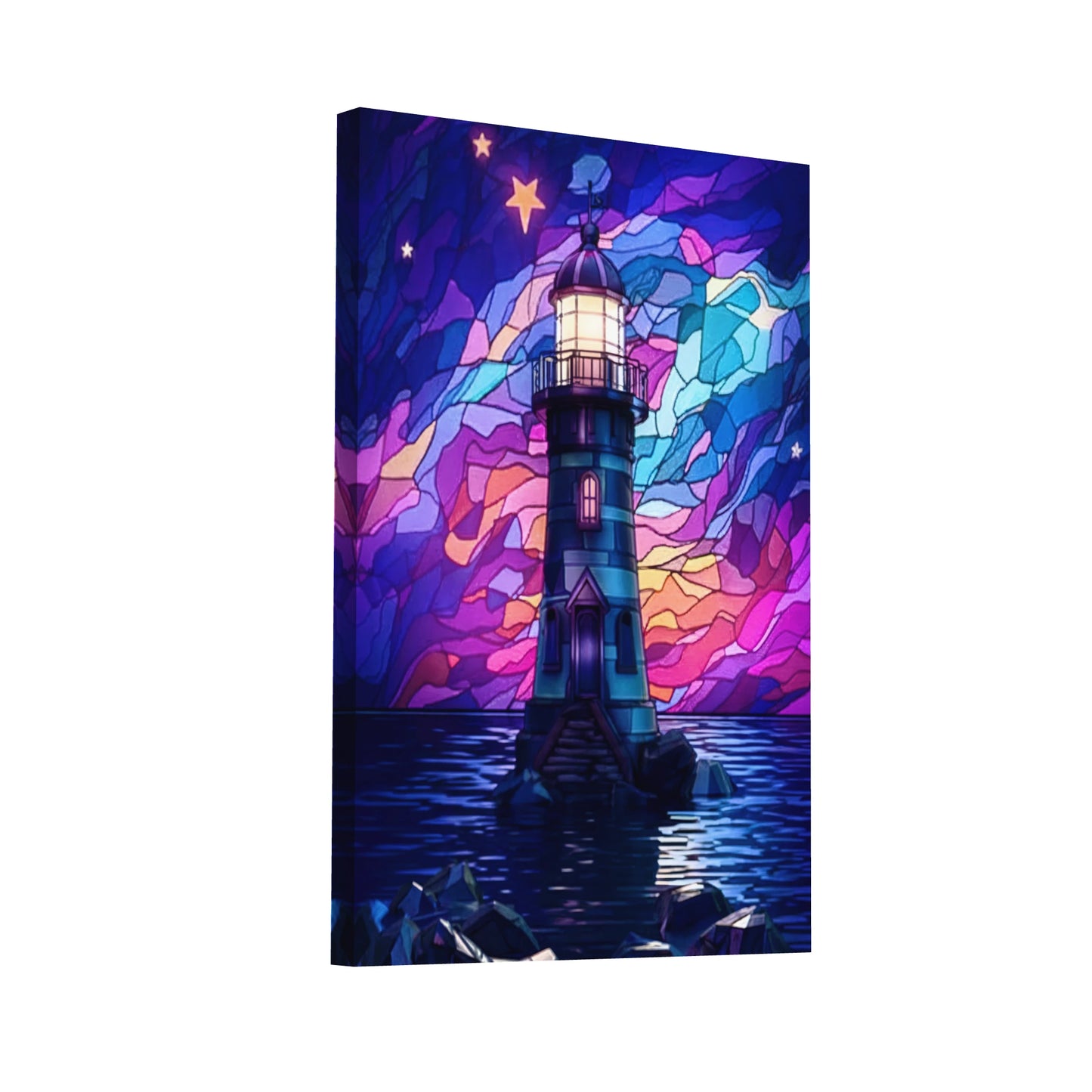Product Hero 3D WebP Tableau Phare Abstrait Coloré - Art Virtuoso