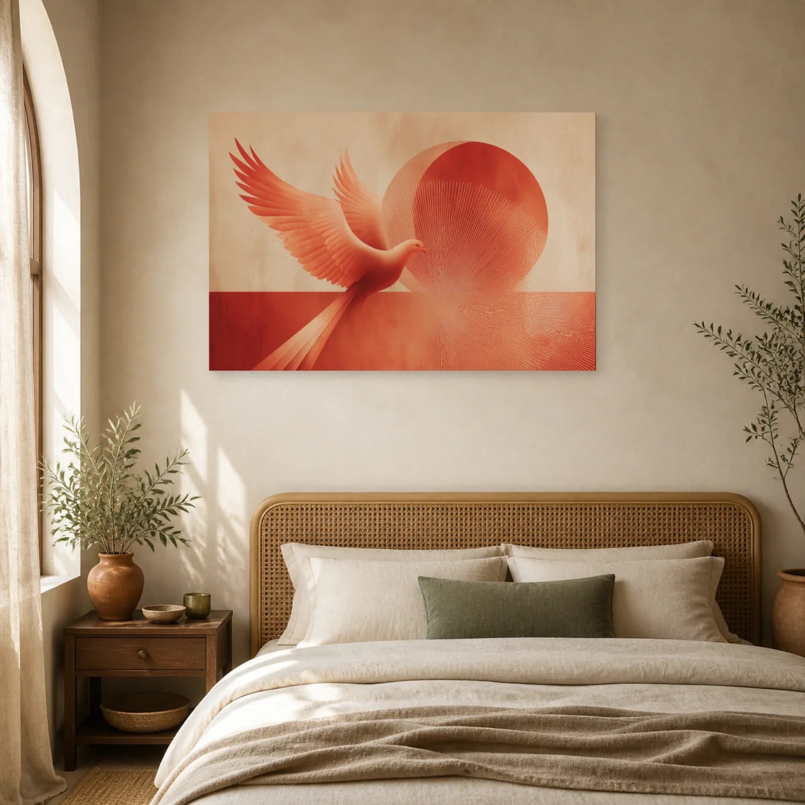 Tableau Phoenix Vol Terracotta dans une chambre - Art Virtuoso