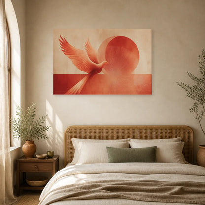 Tableau Phoenix Vol Terracotta dans une chambre - Art Virtuoso