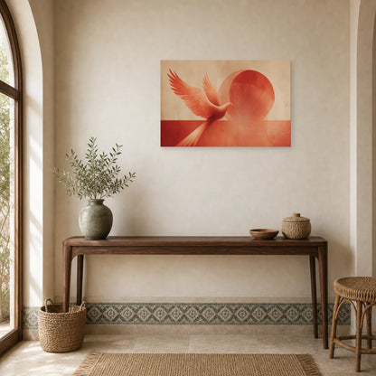 Tableau Phoenix Vol Terracotta dans une entree ou un couloir - Art Virtuoso
