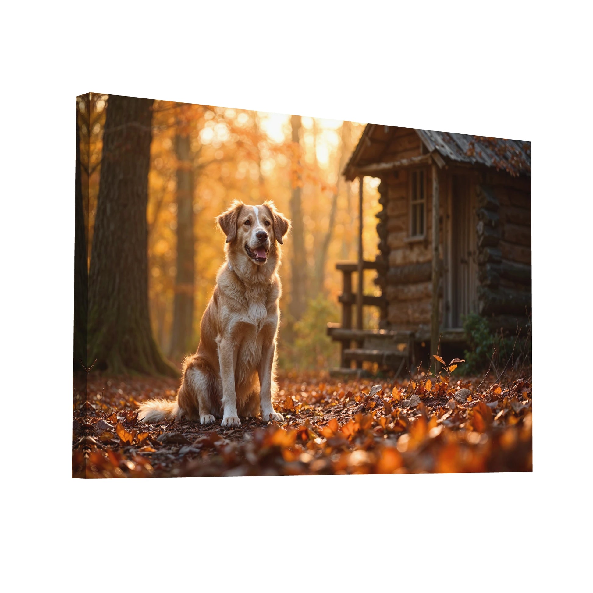 Product Hero 3D WebP Tableau Photo Chien - Gardien d'Automne - Art Virtuoso