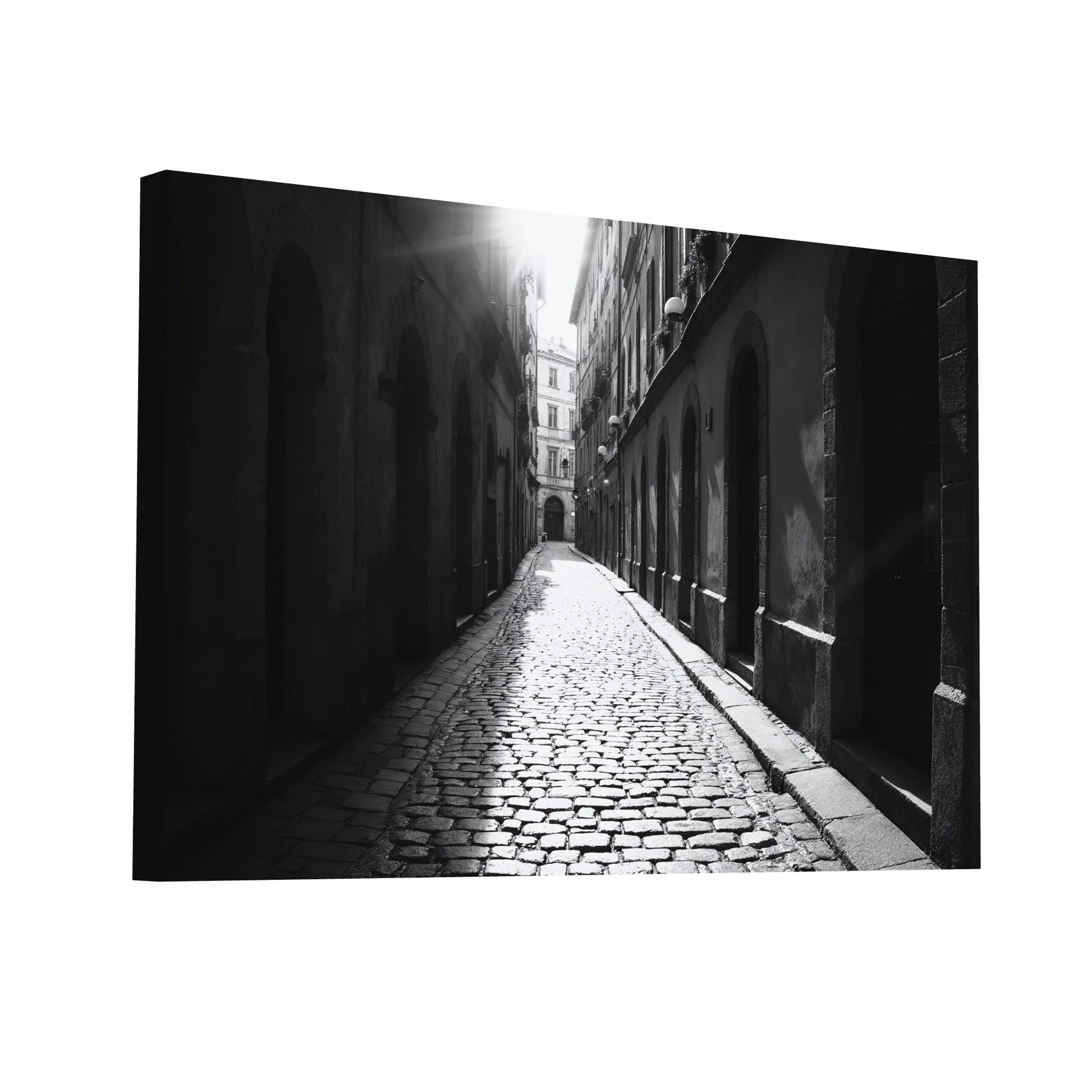 Product Hero 3D WebP Tableau Photo Noir et Blanc - Ruelle Parisienne - Art Virtuoso