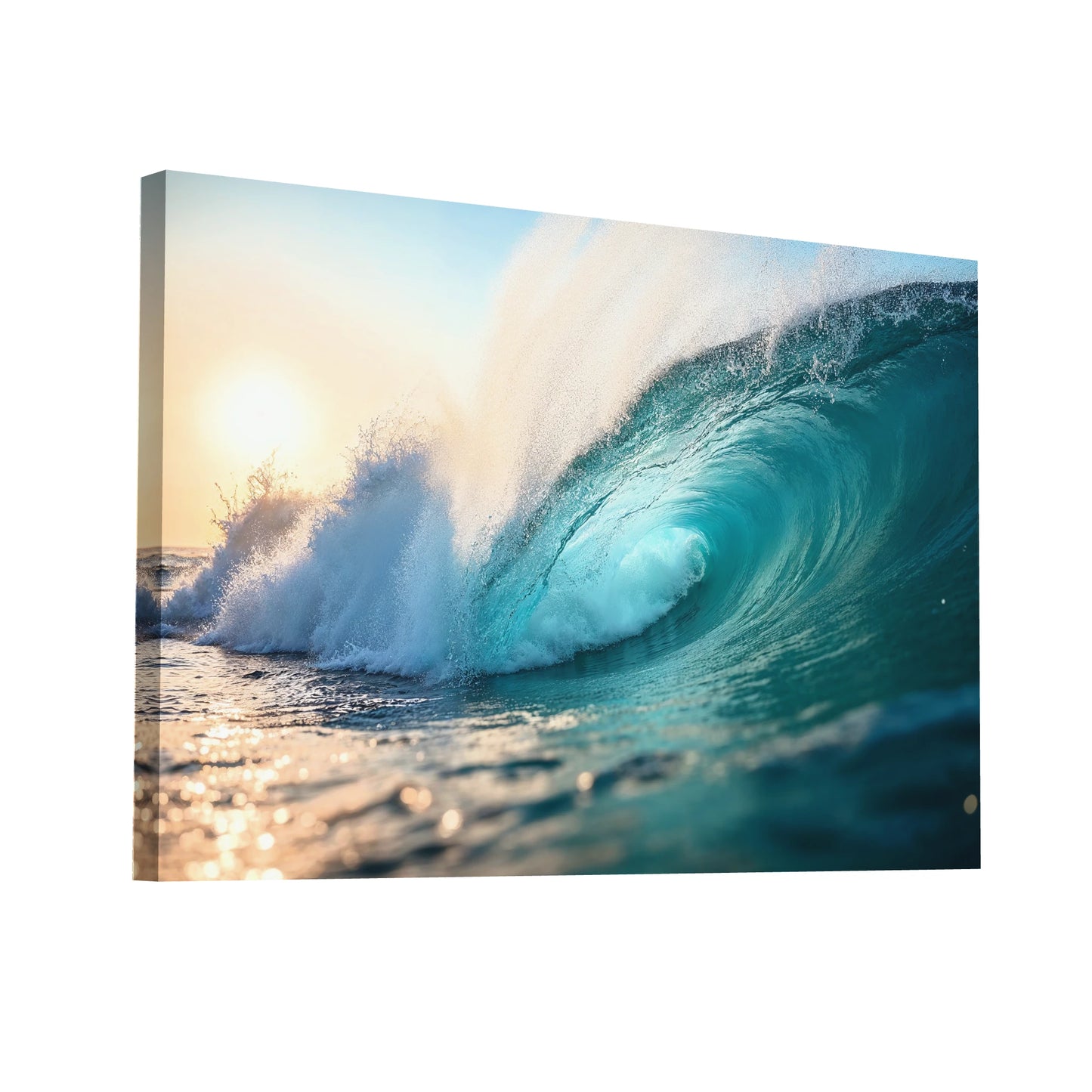 Product Hero 3D WebP Tableau Photo Vague Turquoise - Art Virtuoso