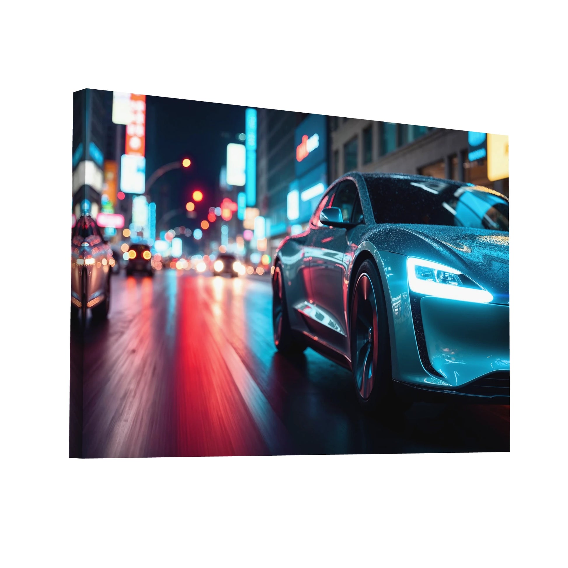 Product Hero 3D WebP Tableau Photo Voiture - Nuit Électrique - Art Virtuoso