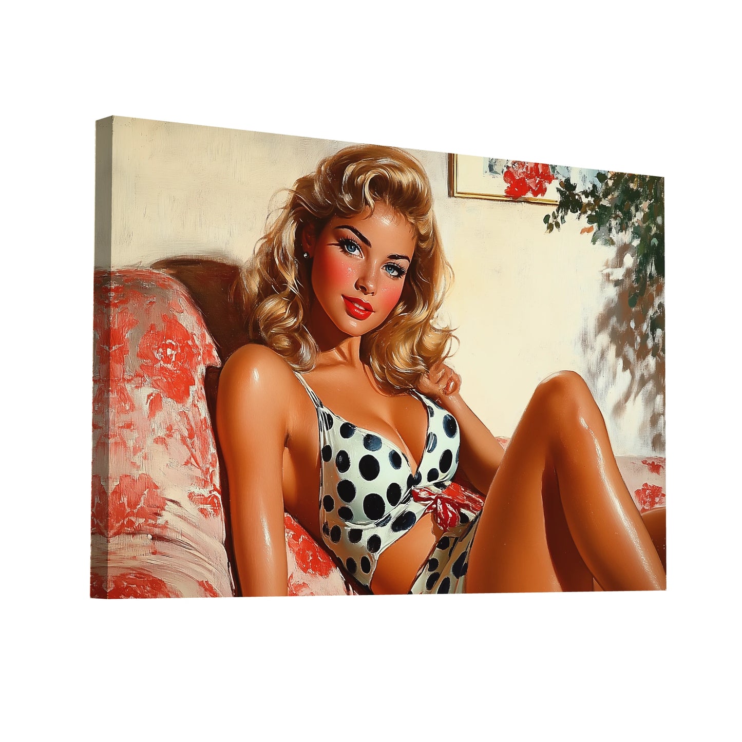 Product Hero 3D WebP Tableau Pin-Up Rétro à Pois - Art Virtuoso