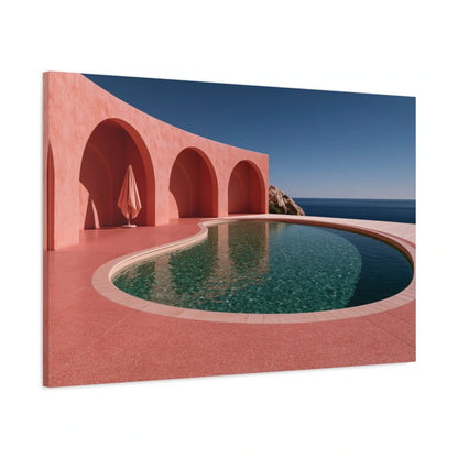 Tableau Piscine Rose Rétro, vue latérale de la toile avec bords imprimés - Art Virtuoso