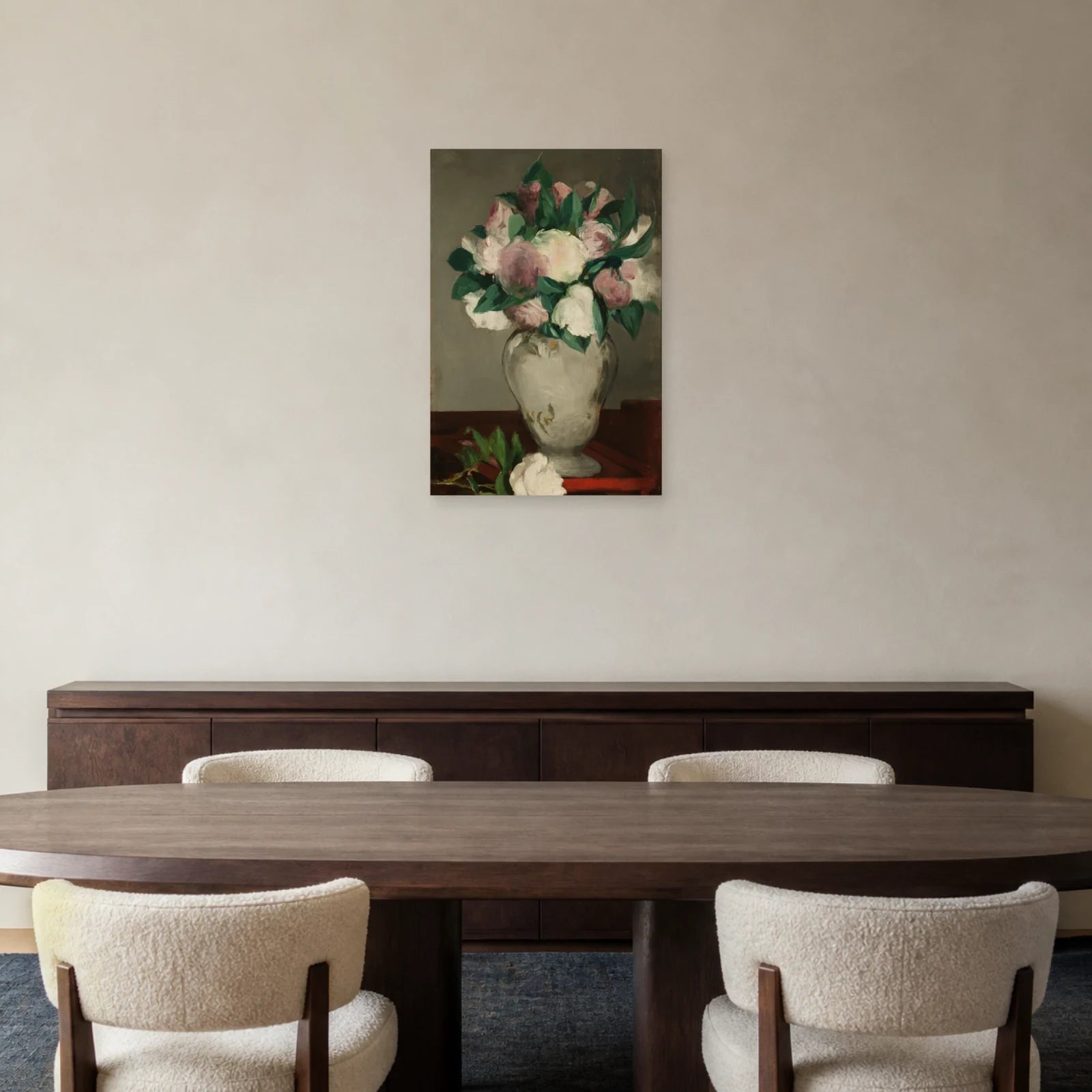 Tableau Pivoines – Édouard Manet dans une salle à manger - Art Virtuoso