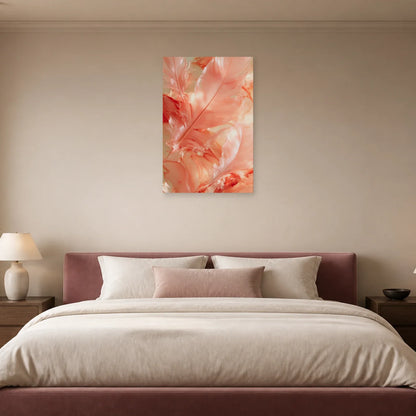 Tableau Plume Rose présenté dans une chambre - Art Virtuoso