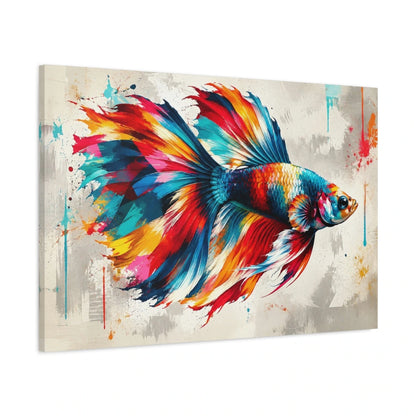 Tableau poisson combattant coloré – Nageoires en mouvement - toile 3D avec bords imprimés - Art Virtuoso
