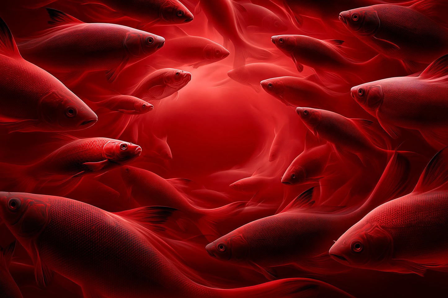 Tableau banc de poissons rouges au format M