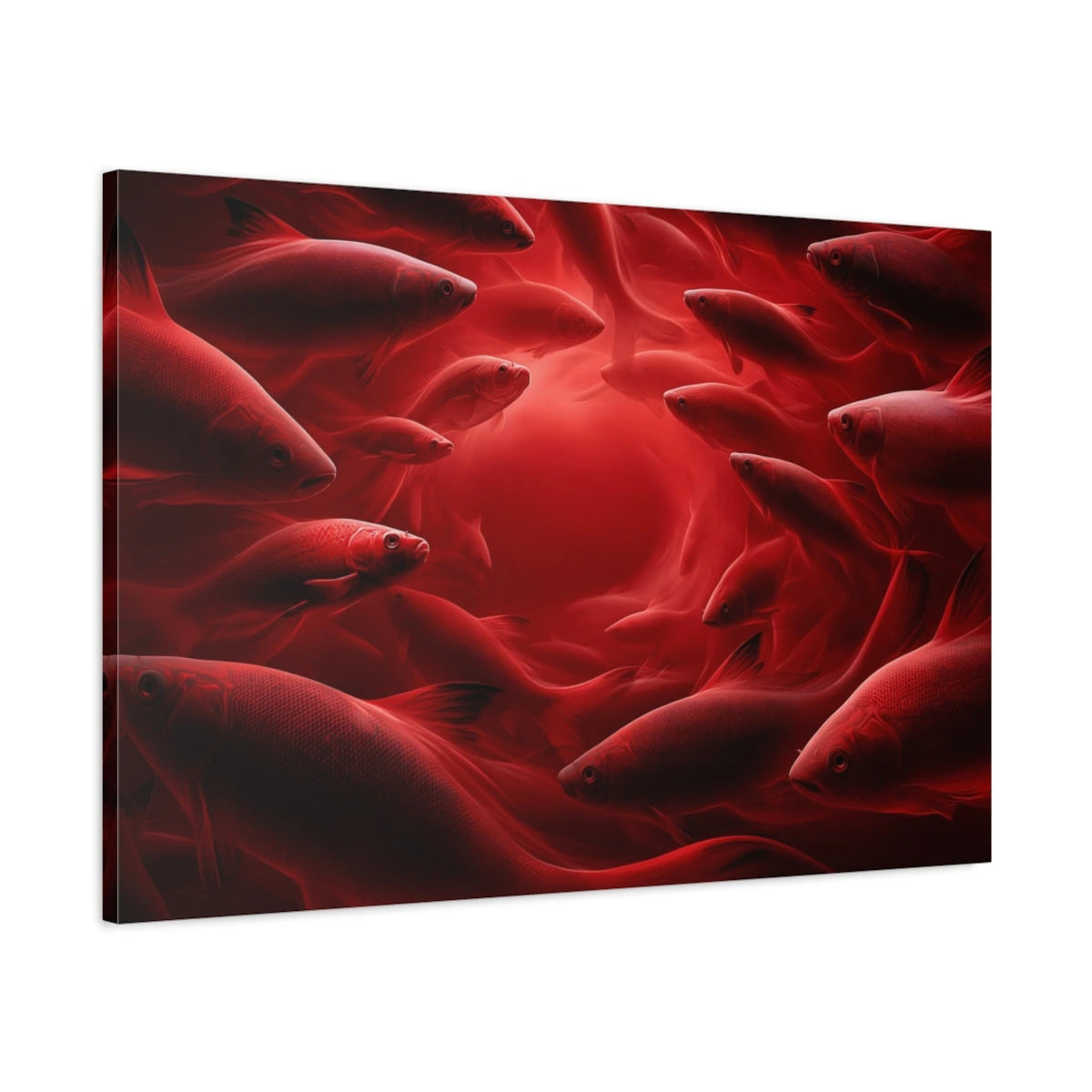 Vue latérale du tableau banc de poissons rouges sur châssis