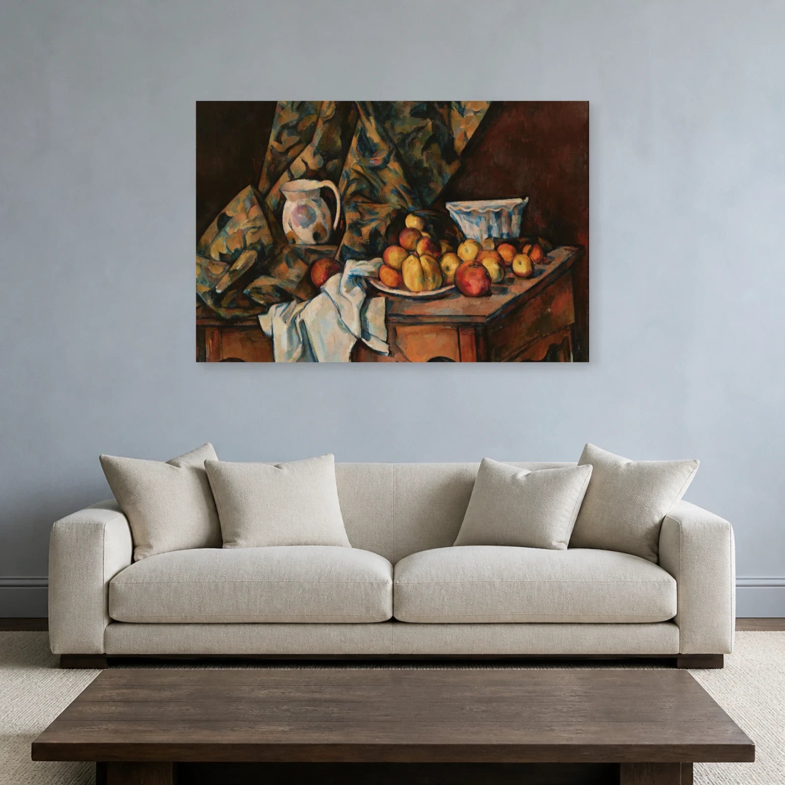 Tableau Nature morte aux pommes et aux pêches – Paul Cézanne dans un salon - Art Virtuoso