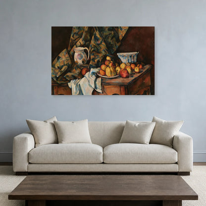 Tableau Nature morte aux pommes et aux pêches – Paul Cézanne dans un salon - Art Virtuoso