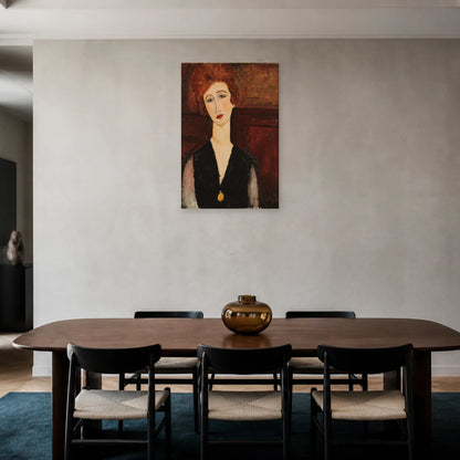 Tableau Portrait de femme – Amedeo Modigliani dans une salle à manger - Art Virtuoso
