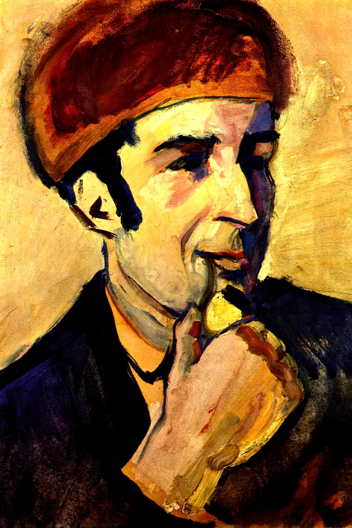 Portrait de Franz Marc la main sous le menton, toile taille S