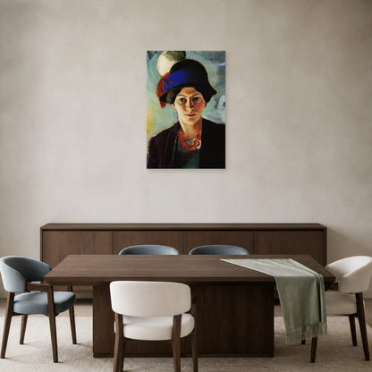 Tableau Portrait de la femme de l’artiste avec chapeau – August Macke dans une salle à manger - Art Virtuoso