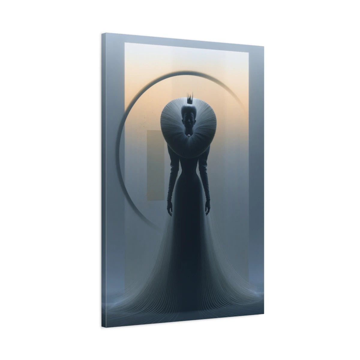 Vue 3D de côté du portrait royal minimaliste noir et ivoire