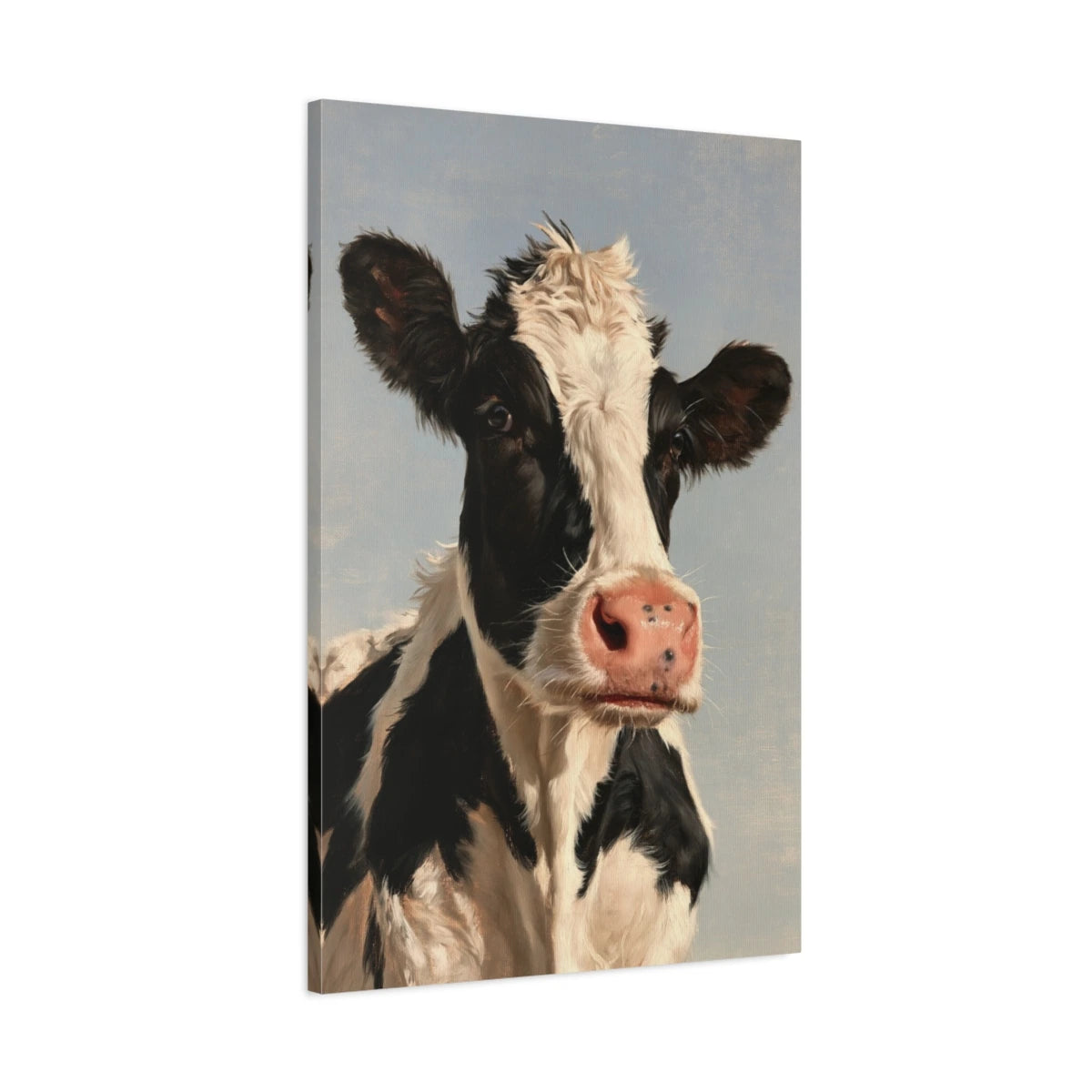 Tableau Portrait Vache Holstein, vue latérale de la toile avec bords imprimés - Art Virtuoso