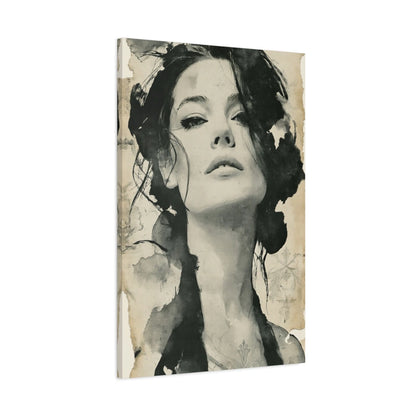 Tableau Poster Femme Noir et Blanc - Regard Graphique - toile 3D avec bords imprimés - Art Virtuoso