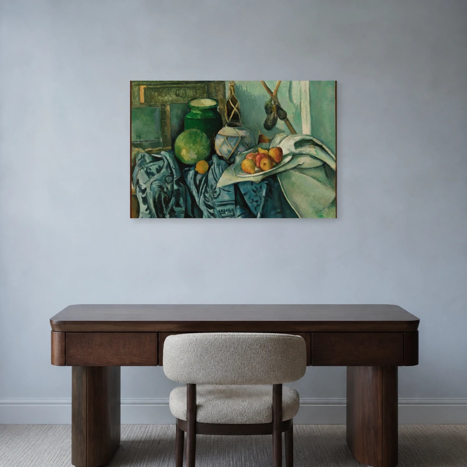 Tableau Nature morte avec pot de gingembre et aubergines – Paul Cézanne dans un bureau - Art Virtuoso