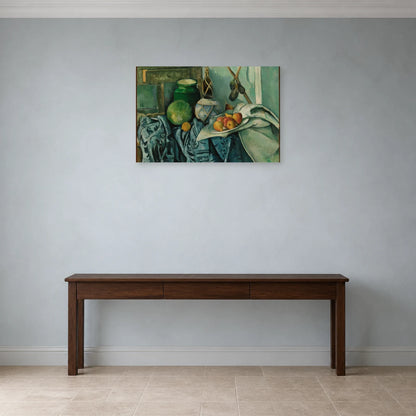 Tableau Nature morte avec pot de gingembre et aubergines – Paul Cézanne dans une entrée ou un couloir - Art Virtuoso