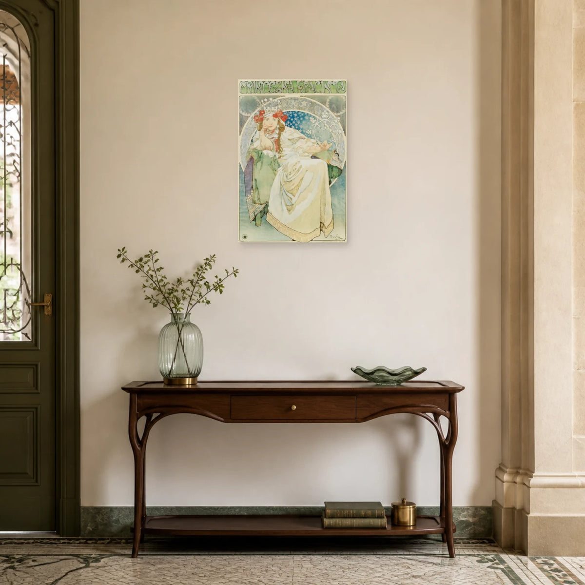 Tableau Princesse Hyacinthe – Alphonse Mucha dans une entrée ou un couloir - Art Virtuoso