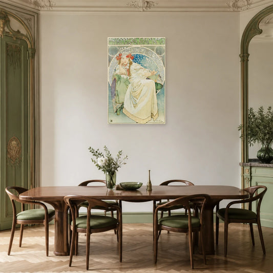 Tableau Princesse Hyacinthe – Alphonse Mucha dans une salle à manger - Art Virtuoso