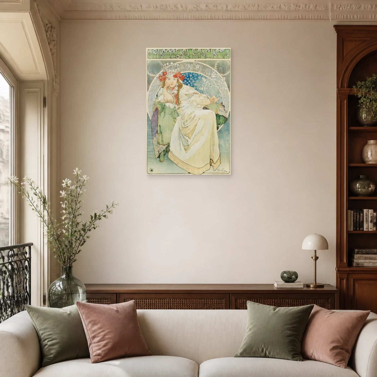 Tableau Princesse Hyacinthe – Alphonse Mucha dans un salon - Art Virtuoso