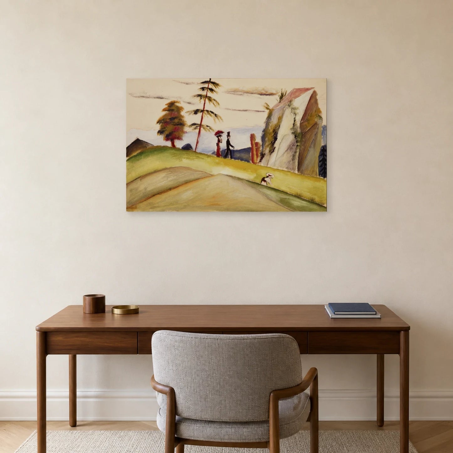 Tableau Promeneurs dans un paysage rocheux – August Macke dans un bureau - Art Virtuoso