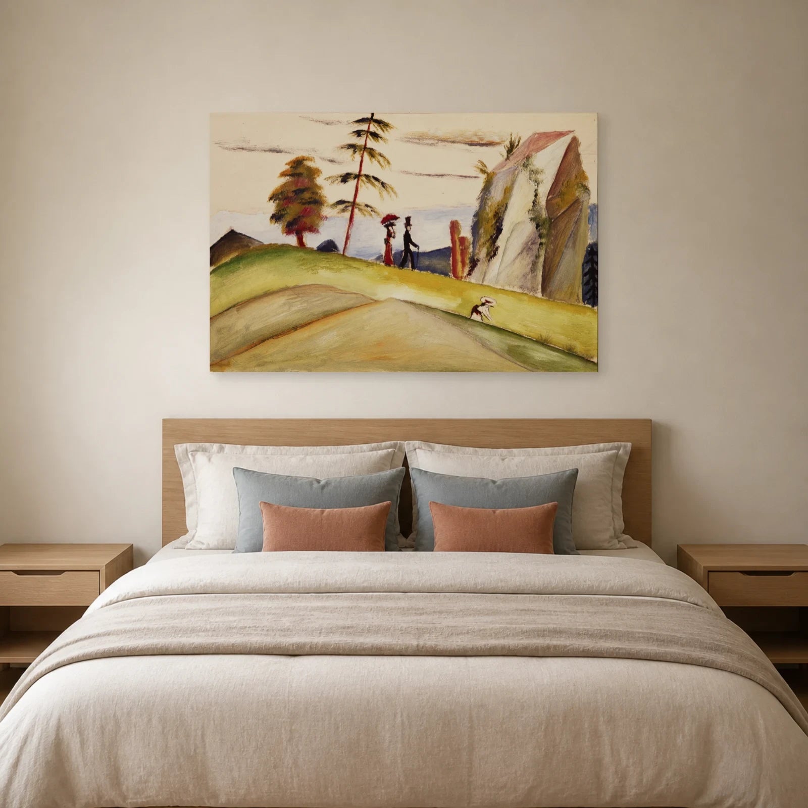 Tableau Promeneurs dans un paysage rocheux – August Macke dans une chambre - Art Virtuoso