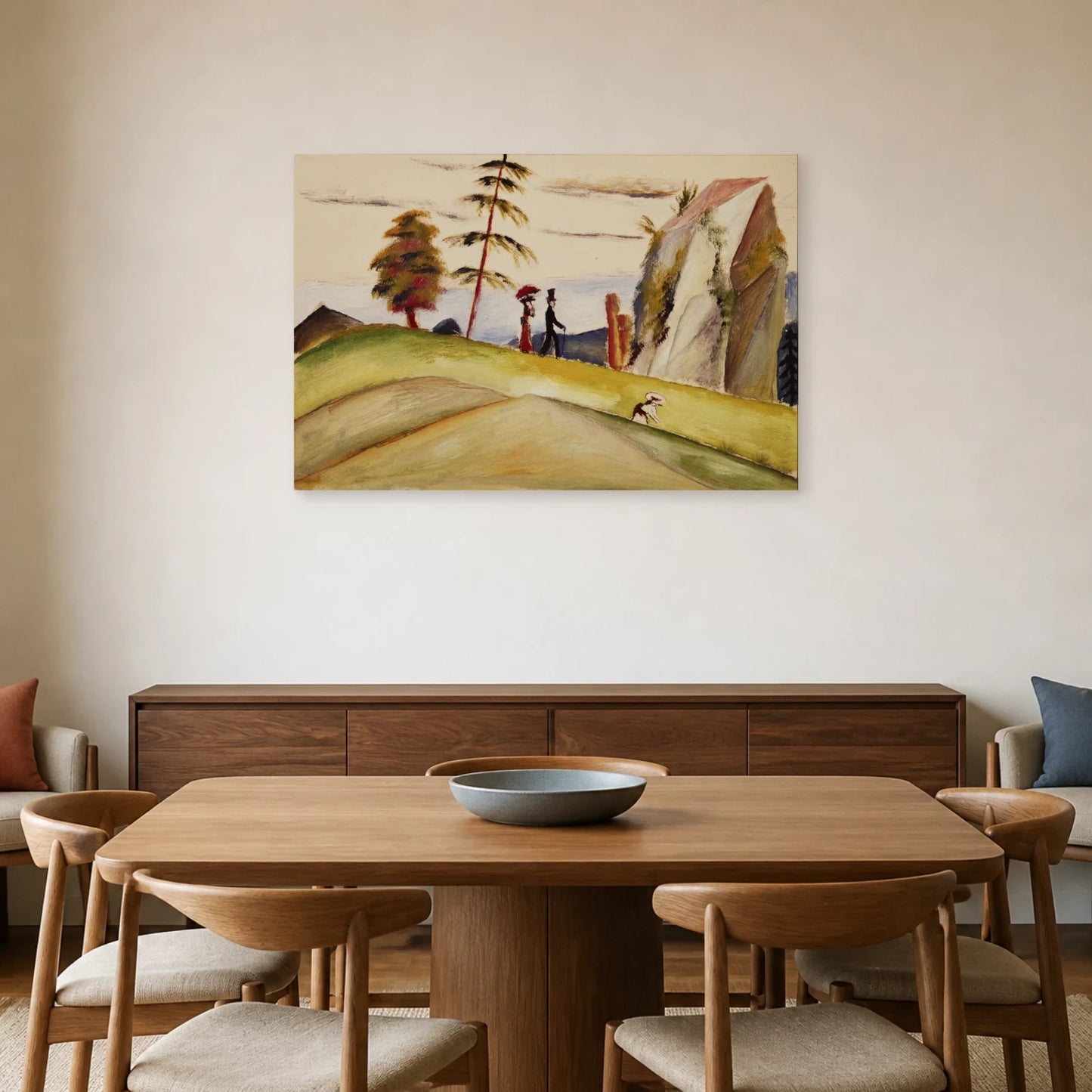Tableau Promeneurs dans un paysage rocheux – August Macke dans une salle à manger - Art Virtuoso