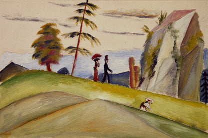 Promeneurs dans un paysage rocheux d’August Macke – toile format S