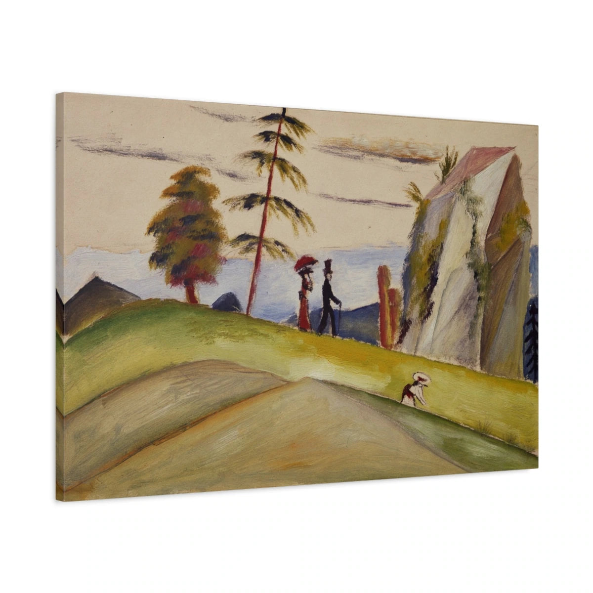 Tableau Promeneurs dans un paysage rocheux – August Macke - toile 3D avec bords imprimés - Art Virtuoso