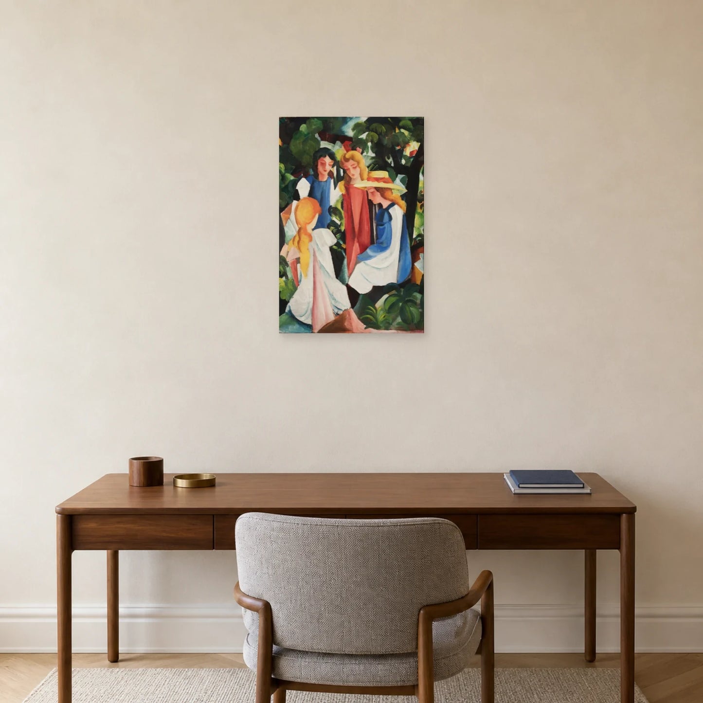 Tableau Quatre jeunes filles – August Macke dans un bureau - Art Virtuoso