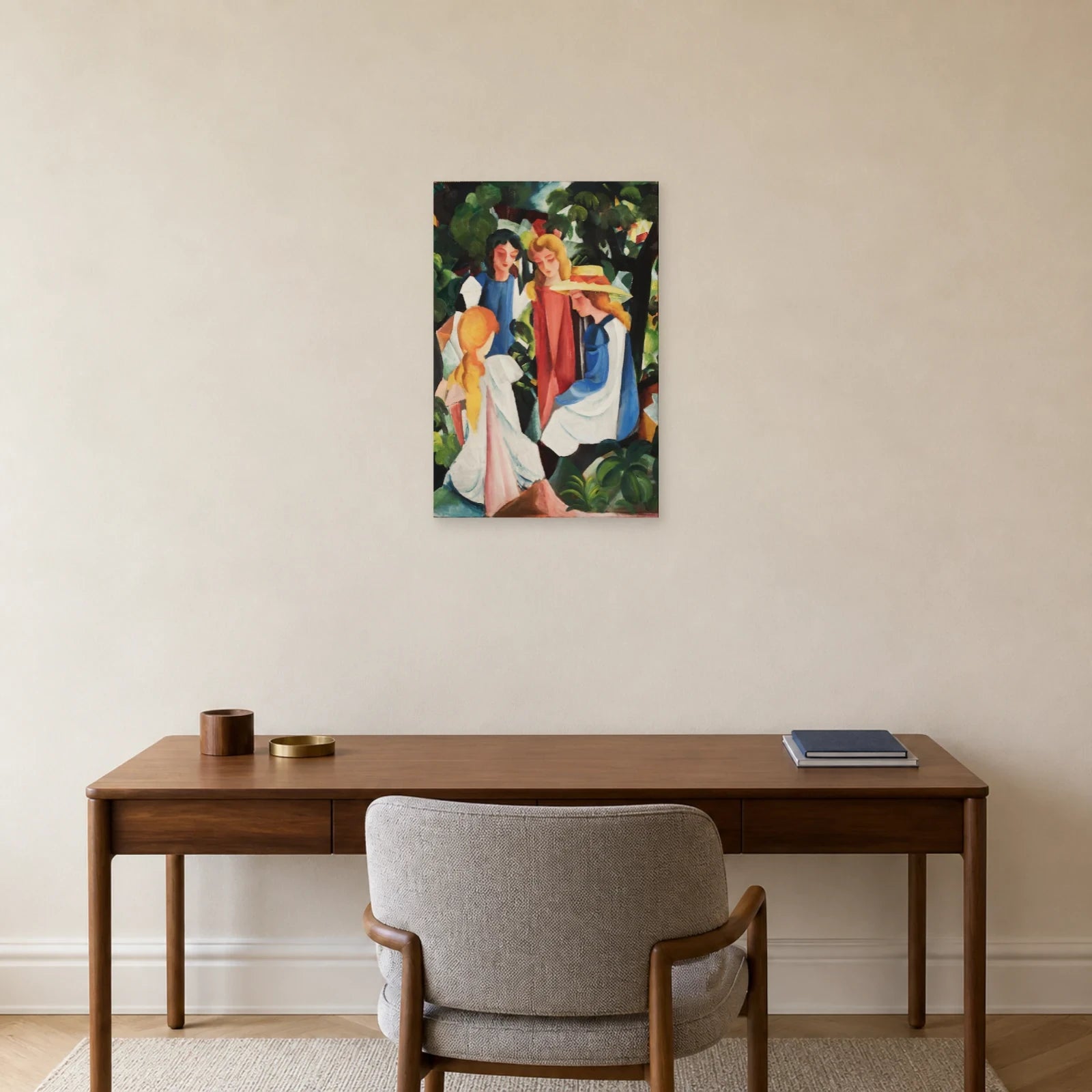 Tableau Quatre jeunes filles – August Macke dans un bureau - Art Virtuoso