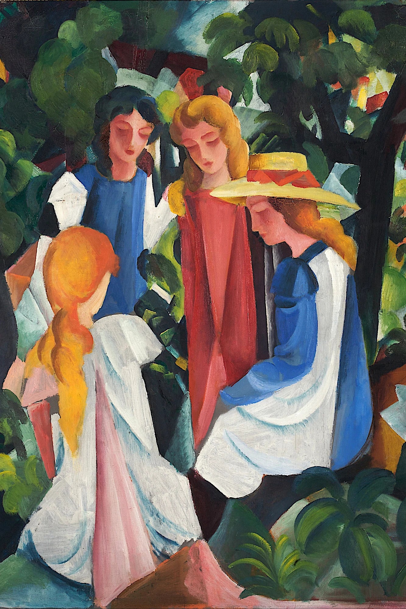Quatre jeunes filles d’August Macke dans un jardin – toile format S